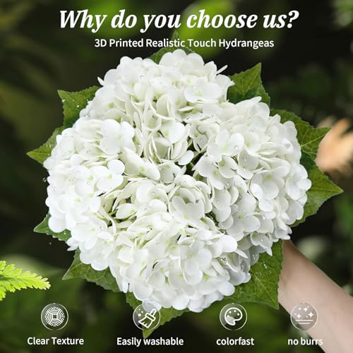 Leftover Hydrangea Artificial Flowers with Vase,White Real Touch Hydrangea Flowers with Butterfly,Faux Hydrangea Flowers for Floral Centerpieces for Tables,Home Decor,Wedding Decor,Coffee Table Decor - color: White Hydrangea