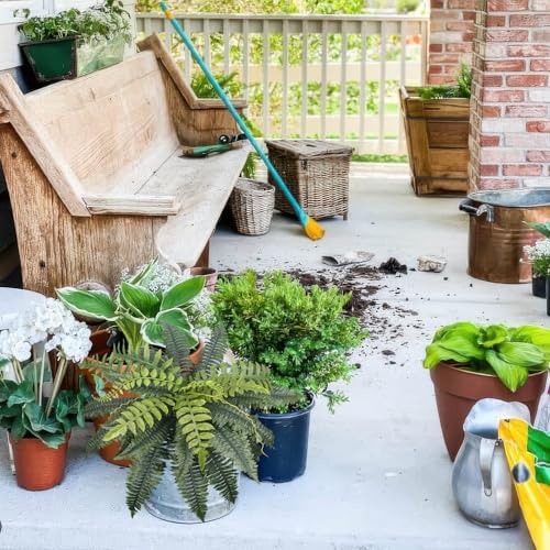 2 Pcs Artificial Boston Ferns for Outdoors UV Resistant Faux Fake Ferns 21" Artificial Plants Indoor for Patio Garden Outdoors Planter Farmhouse Windowsill Office Living Room Home Decor
