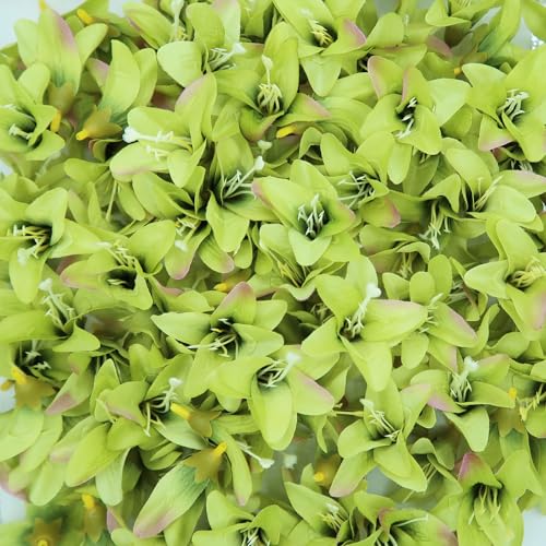 20 Pcs Artificial Lily Flower Head, Dark Green | Fake Flowers Heads, Simulation Small Lily, DIY Handmade, Wedding Photography Party Home Decoration - color: Dark Green