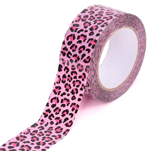 Whaline 109 Yard Leopard Print Packing Tape Pink Waterproof Shipping Tape Pink Safari Jungle Leopard Gift Wrapping Tapes for Small Business DIY Crafts Box Carton Decor - style: Pink Leopard