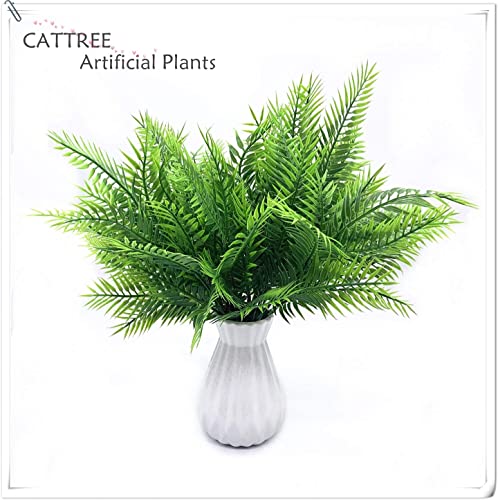 CATTREE Artificial Shrubs, Plastic Plants Bamboo Grass Fake Green Bushes Greenery Décor for Wedding Indoor Outdoor Home Garden Verandah Office Table Centerpieces Arrangements Decoration 4 Pcs - color: Bamboo Ferns - 4 Pcs