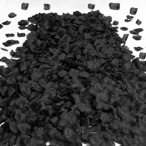 SITUMEIZI 1500PCS Black Rose Petals Artificial Silk Rose Petals Flower for Wedding Party Decor - color: Black, size: 1500