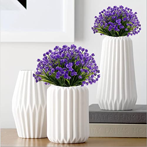 Artificial Flowers for Outdoors,20 Bundles UV Resistant Outdoor Fake Daffodil Flowers,Artificial Faux Plastic Outdoor Flowers Greenery Shrubs Plants for Indoor Outside Decor(Purple) - color: Purple, size: 20 Bundles