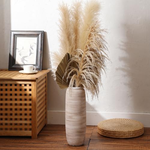 ALMA White Tall Vase for Floor, 18'' Extra Large Vase for Pampas Grass Dried Flower Bouquet, Big Ceramic Rustic Vases for Home Decor, Living Room Floor, Mantel Decoration - color: Bottle-white-18"