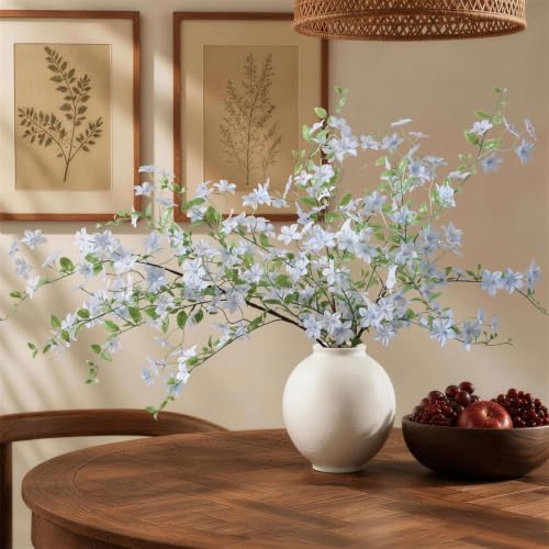 Fake Flowers, 3 Pcs Artificial Flowers Greenery Stems Faux Greenery Stems Branches for Vases Realistic Silk Real Touch Spring Greenery Stems Bulk Bedroom Office Wedding Table Summer Home Decor - color: Blue