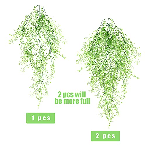 RECUTMS Fake Hanging Plants Artificial Ferns for Outdoor Hanging Faux Plants Vine Ivy Faux Fern Hanging Vines Wall Plants for Home Garden Party Wedding Decor (White 4P) - color: White