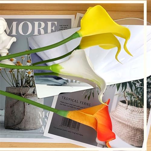 20Pcs 2.1 Inch Light Blue Calla Lily Artificial Flowers Faux Calla Lily Fake Flowers Bulk Real Touch Latex Calla Lilies Flowers for Home Wedding Party Plant Decoration Table Centerpieces - color: Light Blue