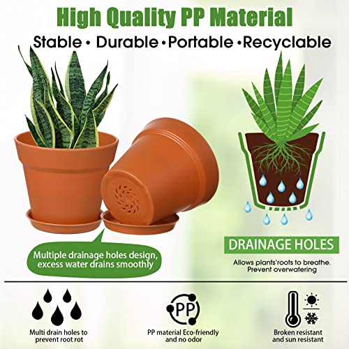 Mumufy 54 Pack 4 Inch Plant Pots Bulk Small Planter with Drainage Hole and Saucer Small Plastic Pots for Flowers Succulent Cactus and All House Indoor(Terracotta) - color: Terracotta