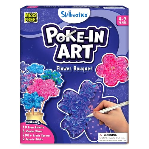 Skillmatics Poke-in Art - Flower Bouquet, DIY Wood Craft Kit, Mess-Free Creative Play for Girls and Boys Ages 4, 5, 6, 7, 8, 9, Fine Motor Skills, Screen-Free Fun - style: 2. Flower Bouquet