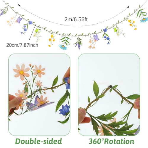 Flower Garland Banner Wildflower Party Decorations for Enchanted Garden Floral Woodland Theme Picnic for Woodland Tropical Theme Wedding Baby Shower Birthday Tea Supplies Girl Decorations