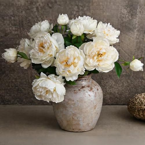 4 Pcs Silk Peonies Artificial Flowers Bulk Faux Peony Bouquet Fake Flower for Wedding Bridal Shower Centerpieces DIY Floral Arrangements Home Party Decorations (White) - color: White