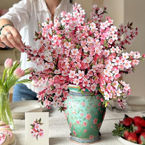 Freshcut Paper Grande Japanese Cherry Blossoms 20 Inch Life-Sized 3D Pop Up Card – Greeting Card, Birthday, Mothers Day, Thank You, Gifts for Mom and Her – Includes Notecard and Envelope - color: Japanese Cherry Blossoms, size: Grande