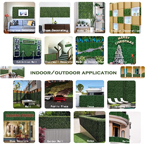 Bybeton Artificial Boxwood Grass Wall Panels,24 Pack 20"x 20" UV-Anti Grass Backdrop& Greenery Wall Panels for Indoor Outdoor Privacy Protected and Garden, Balcony,Privacy Fence Screen Décor - size: 20*20IN 24Pcs