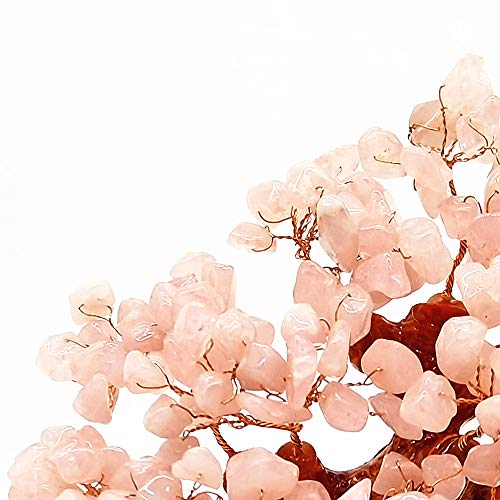 Colorsheng 7 Inch Quartz Crystal Money Tree Bonsai Feng Shui Gem Decoration for Wealth and Luck (Pink) - color: Pink