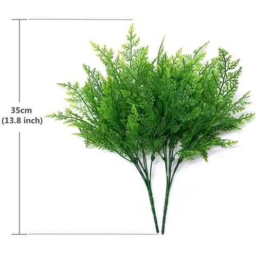 Artificial Fern Shrubs, Fake Plastic Persian Green Leaves Plants Greenery Grass Simulation Bushes Outdoor Indoor Home Garden Verandah Parterre Table Centerpieces Arrangements Decoration 8 pcs - color: Fern Leaves / 8pcs