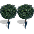 BLONYUVC Artificial Boxwood Ball Bush 27" Tree UV Resistance Rated with Spike. Easy to Push in The Ground.Plant Looks Great in a Planter Anywhere. Indoor/Outdoor Decor 2 Pack