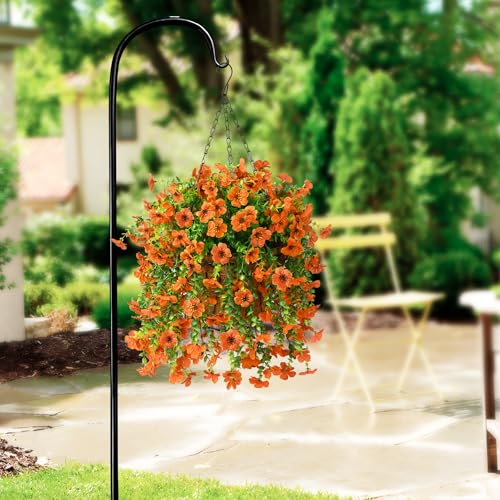 ZFProcess Artificial Hanging Flowers Plants for Outdoor Fall Decoration, 2PCS Faux Silk Daisy UV Resistant Look Real for Outside Home Indoor Planter Porch Window Yard Autumn Decor(Orange) - color: Orange