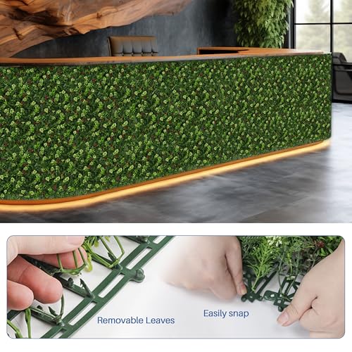 ECOOPTS 20"x20" Faux Ivy Privacy Fence Screen Artificial Boxwood Panels Topiary Hedge Plants for Indoor Outdoor Decoration, #16 Mixed Leaves, 6 Packs - color: #16 Mixed Leaves, size: 20"x20"