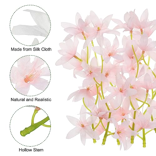 PATIKIL 7 Inch Artificial Orchid Flower, 24 Pcs Floating Candles Simulation Flower Cylinder Vase Fillers for Home Wedding Decoration, Pink - color: Pink