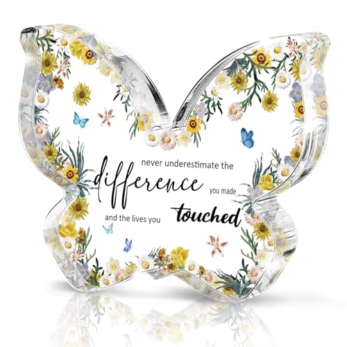 Employee Appreciation Gift, Appreciation Plaque, Gift for Teachers, Coworkers, Social Workers, Nurses, Butterfly Ladies, Desk Decor Accessory, Office Appreciation Souvenir for Female Friend - color: Yellow Green