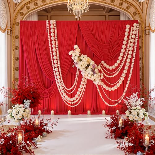 Wrinkle Free Red Backdrop Curtains for Parties, Thick Fabric Photo Backdrop Drapes for Christmas Photography Birthday Wedding Background Backdrop, 10ft x 8ft - color: Red, size: 10ftx8ft