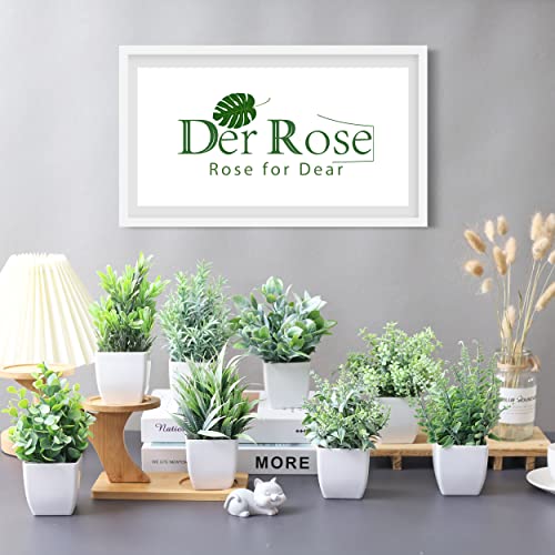 Der Rose 8 Pack Fake Plants Small Artificial Faux Potted Plants for Home Office Farmhouse Bathroom Bedroom Decor Indoor - color: Grey