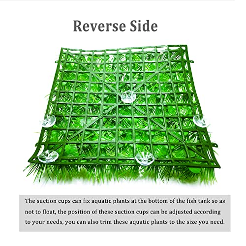 2pcs (10"X10") Artificial Aquarium Grass Mat Decorations Artificial Plastic Lawn Ornament Landscape Green Plants Decoration for Saltwater Freshwater Tropical Fish Tank Decor