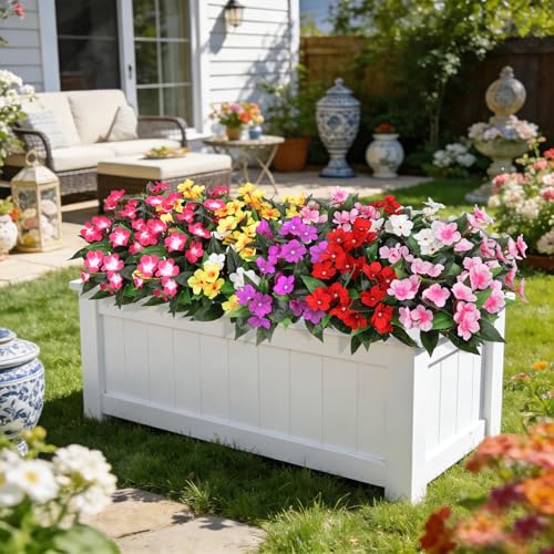 Ouddy Decor 6 Bundles Artificial Flowers for Outdoors Decorations, Fake Silk Flowers Faux Plants Plastic Bouquet UV Resistant for Porch Garden Wedding Spring Summer Indoor Outside Home Decor, Mixed - color: Multi Color