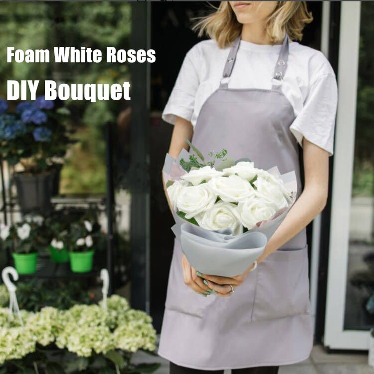 Cliselda 100Pcs Artificial Flowers Ivory White Fake Roses with Stems, Valentine's Day Gifts, Real Touch Foam Rose Bulk Faux Flowers for Decoration Centerpieces Flower Arrangements - color: Ivory White