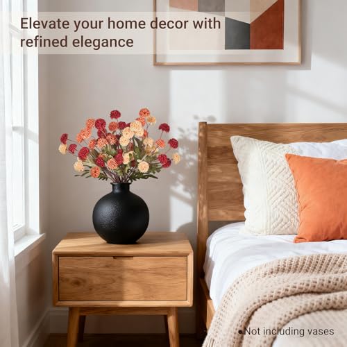 Mkono Faux Fall Flowers 10 Pcs 20" Artificial Mums Flowers with Long Stems Fake Flower for DIY Bouquets Centerpieces Home Decorations Floral Arrangement Table (Orange Mixed) - color: Orange Mixed