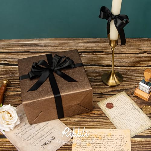 Ribbli Black Satin Ribbon 5/8 inch x Continuous 25 Yards,Double Faced Satin Use for Craft, Gift Wrapping, Christmas Ornaments, Hair Bows, Bouquet Bows - color: Black, size: 5/8 inch
