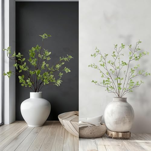 THAWAY 3 Pcs Artificial Eucalyptus Stems - 43 Inch Long Faux Eucalyptus Branches for Tall Vase Filler, Realistic Greenery Stems Fake Silk Leaves for Home Table Farmhouse Wedding Decor