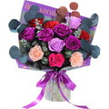 Lovenfold Flowers for Delivery Birthday Flowers Gift for Her,Preserved Flowers Bouquet 12 Roses Mixed Bouquet,Rose Gifts for Women Mom Grandma(Mixed 12 Purple-A Roses) - color: Mixed purple