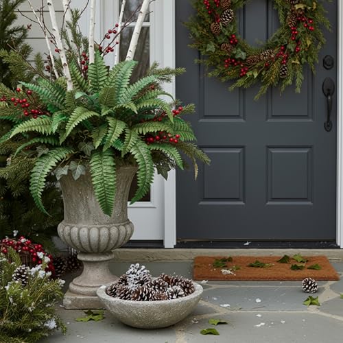 Artificial Plants Faux Fern, Artificial Ferns for Outdoors Indoors, 45 Inch Large Fake Boston Ferns 2 Pack, Realistic Hanging or Floor Greenery, UV Resistant for Porch House Decor, Green - color: Green