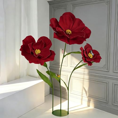 5.8 Ft Giant Artificial Flowers for Decoration,Large EVA Flower Decor,Wedding Arrangements, Birthday Party Banquet Background,Hotel,Office,Window Display(Wine) - color: Wine