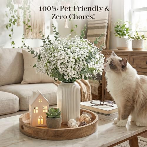 DomeStar Babys Breath Artificial Flowers - 11PCS 21" Real Touch Fake Gypsophila Bouquet for Wedding Centerpieces, Home Table Decor, DIY Floral Arrangement