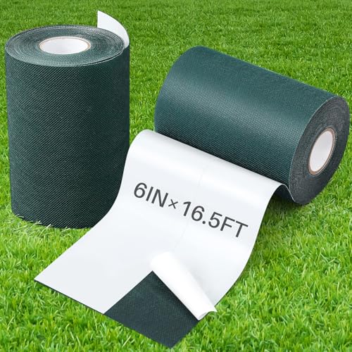 Gersoniel 2 Rolls 6 in x 16.5 ft Artificial Grass Turf Tape Self Adhesive Turf Seam Tape for Artificial Lawn Carpet Jointing, Indoor Outdoor Rug, Pet Grass Mat Connecting - size: 6 in X 16.5 ft