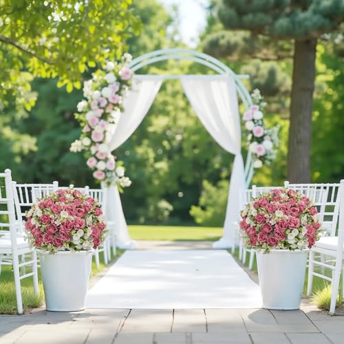 24" Artificial Potted Flowers for Outdoors Set of 2 - UV Resistant Faux Red Silk Peonies with Eucalyptus Plants in Cement Pots for Outside Front Porch Home Indoor Decor - color: Rose Red, size: 24" Classic Peony