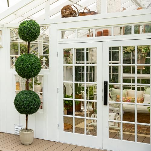 Nearly Natural 8ft UV Resistant Artificial Triple Ball Boxwood Topiary Tree Indoor/Outdoor - size: 8ft