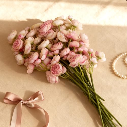 24 Stems Artificial Ranunculus Flowers - 96 Bloom Faux Silk Ranunculus Bouquet for Wedding Decorations, Home Décor, Holiday Arrangements & Large Event Centerpieces (Mixed Purple) - color: Mixed Purple