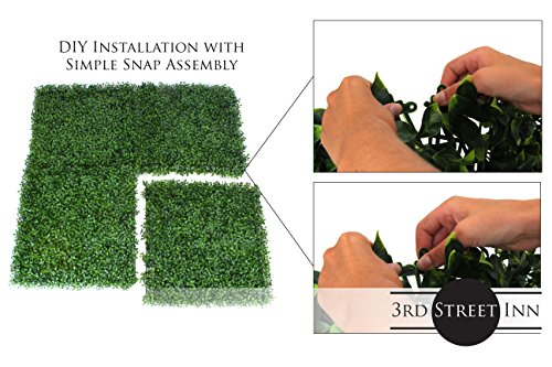 3rd Street Inn Artificial Greenery Wall Panels for Privacy - 20x20 4-Pack - color: Boxwood