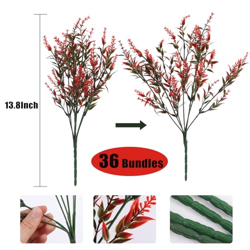 RECUTMS Spring Fall Decoration, Artificial Fake Outdoor Plants Flowers, 36 Pcs Faux Fall Orange Flower for Planter Pot UV Resistant for Outside Porch Home Patio Garden Window Box Decoration(Orange) - color: Orange, size: 36 Bundles