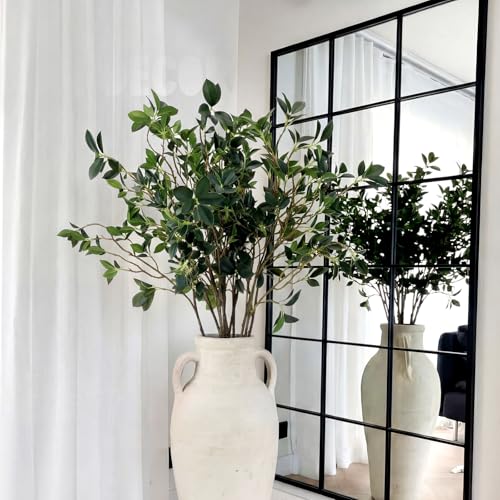Suncalla 3 Pcs Artificial Greenery Stems 40 Inch Tall Faux Bay Leaf Branches Summer Fake Greenery Plants Plastic Bay Laurel Stems for Vase Filler, Wedding Table Centerpieces, Neutral Modern Home Decor - color: Bay Leaf, size: 40 Inch