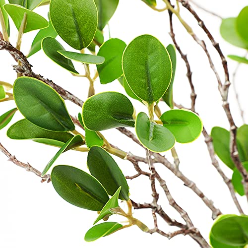 BohoSM 3 Pack Artificial Greenery Stems Branches for Vase Fake Ficus Stems Faux Stems(45"/Branches) (Green)