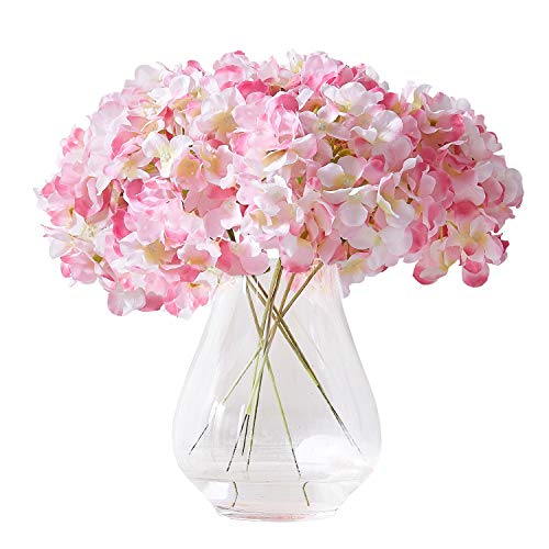 Artificial Hydrangea Flower Heads Pink 10 with Stems Hydrangea Silk Flowers Head for Wedding Centerpieces Bouquets DIY Floral Decor Home Decoration - color: 10pcs Pink, size: Large