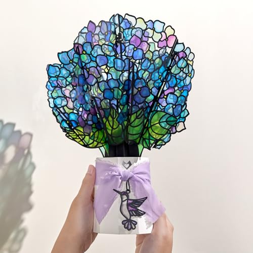 Lovepop Sunlit Hydrangeas Suncatcher Bouquet - 3D Pop Up Paper Flower Centerpiece for Mom, Her, Him, Women (Mother's Day, Birthday, Thank You, Get Well) 12 Inch - color: Sunlit Hydrangeas Suncatcher Bouquet