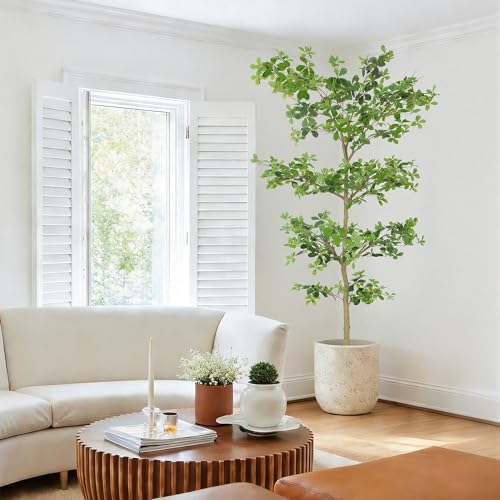 Bellacat Faux Black Olive Tree 8ft, Tall Faux Trees Indoor with Natural Trunk and Realistic Leaves. 8 Feet(96in) Artificial Tree for Home Office Décor - style: 8ft Black Olive Tree