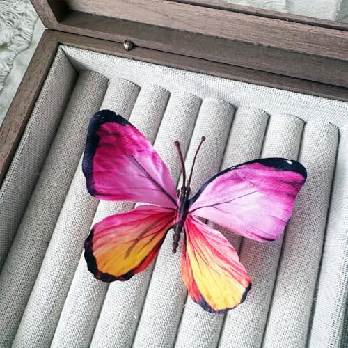 Artificial Butterfly,3D Artificial Butterfly Clips,Silk Floral Butterflies, Suitable for Home Decoration, Flower Arrangement and Foil The Festive Atmosphere (8 Pcs) - color: Orange-8 Pcs