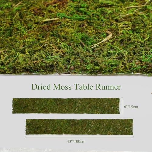 Jutom Dried Moss Table Runner Preserved Moss Mat Artificial Green Moss Roll for Party Tabletop Decoration Fairy Gardens Wedding Arts Crafts, Dark Green, 6 x 40 (4 Pcs)