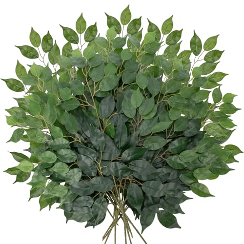 24PCS Ficus Leaves Artificial Branches 24" Faux Ficus Greenery Tree Branches Fake Ficus Leaves Sprays for Tree DIY Arch Wedding Wall Decor - Green - color: 24inch-24pcs/Green